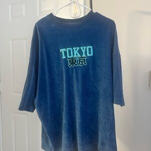 ASOS Blue Tokyo Embroidered Short Sleeve Tee